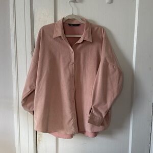 Zara women’s soft courderoy Button Down in Soft Pink